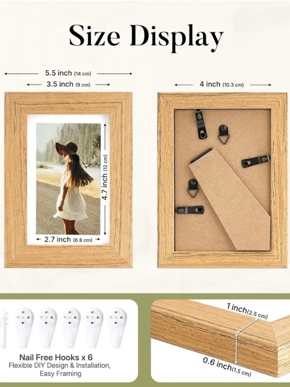 Natural Oak Solid Wooden 4x6 Picture Frames W. Tempered Glass | Set of 3 | NEW |